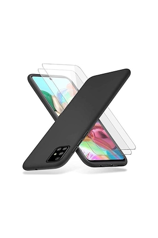 By Conners Galaxy A71 Mat Siyah Silikon + 2 Adet Cam Ekran Koruyucu