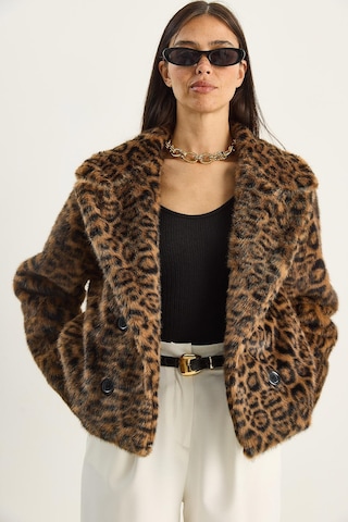 Shade Kadın Leopar Desenli Cep Detaylı Astarlı Suni Kürk 6962 60283772 - Kahverengi
