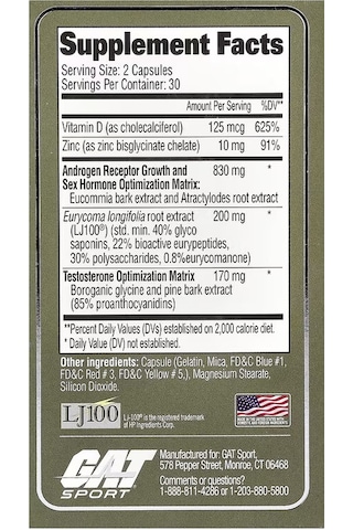 Gat Testol Platinum Premium Gh Testo Booster 60 Capsules