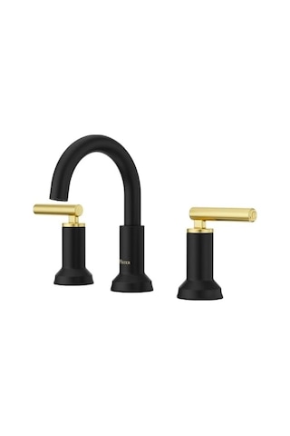 Pfister Capistrano Banyo Lavabo Bataryası, 8 İnç Yaygın, 2 Saplı, 3 Delikli, Mat Siyah Ve Fırçalanmış Altın Kaplama, Lf049csobbg Açık Bej