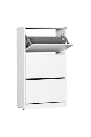 Flat Duo 3 Katlı Geniş Ayakkabılık Dolabı - Beyaz