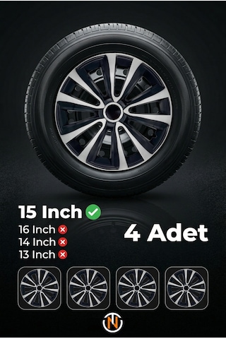 Fiat Egea 15 İnç Jant Kapağı Takım Siyah Gri C121