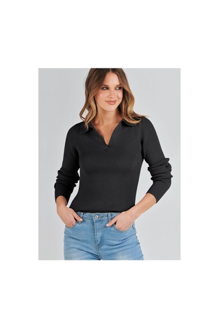 Youknitwear You Penny Polo Yaka Triko Sweater Siyah
