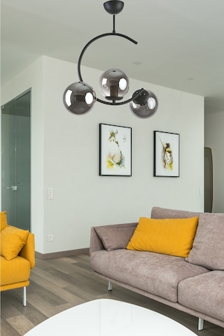 Julia Özel Tasarım Salon - Mutfak - Yatak Odası Siyah Renk Füme Camlı 3 Lü Avize Diğer