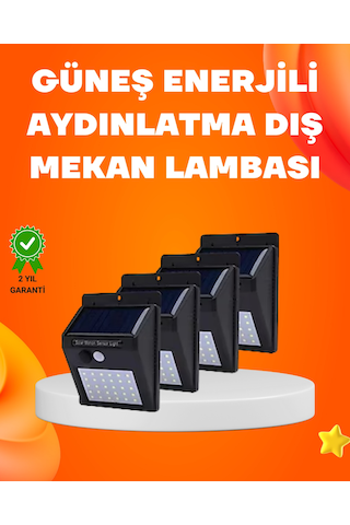 Montajlı Güneş Enerjili Duvar Tipi Aydınlatma 8 Saat Çalışma Sü