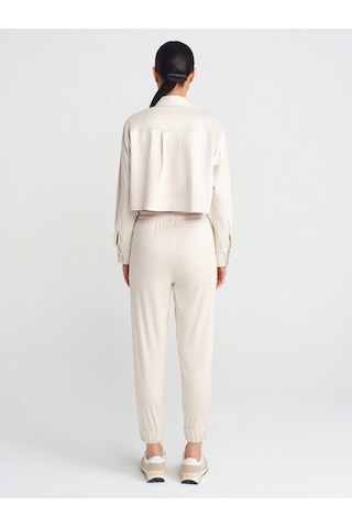 Dilvin 71594 Manşetli Jogger Süet Pantolon Bej