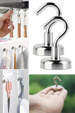 Buffer Güçlü Manyetik Çok Amaçlı 2'li Magnet Askı Gri