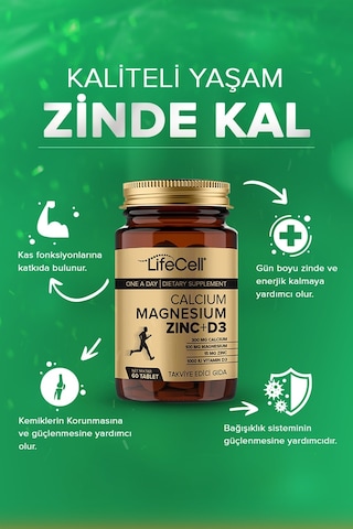 Lifecell Calcium Magnesium Zinc + D3 60 Tablet