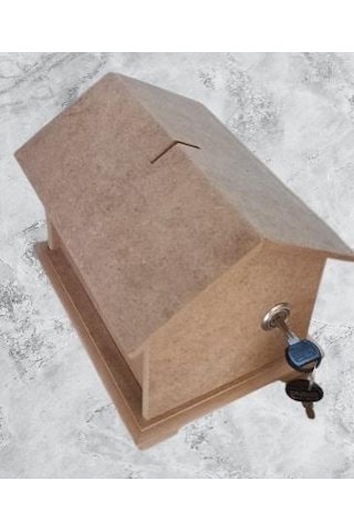Hobi Adn Dekoratif Bahşiş Kutusu Kumbara Ahşap Mdf Ham Cnc Kesim Model El Yapım