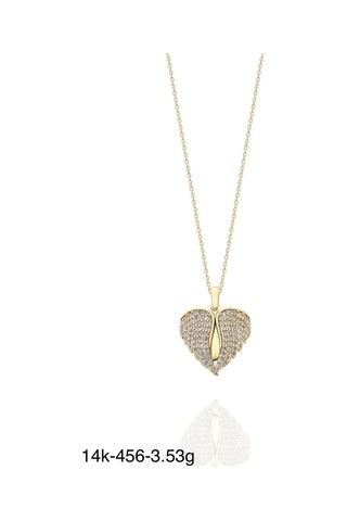 Melek Kanatlı İçinde Kalp İsim Yazılır 14 Ayar Altın Kolye Altın