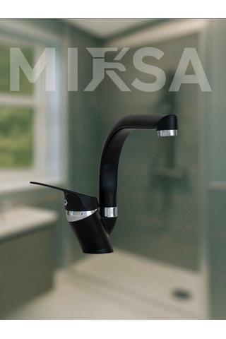 Siyah-krom Balıksırtı Borulu Banyo Lavabo Bataryası, Musluğu, Çift Su Girişli