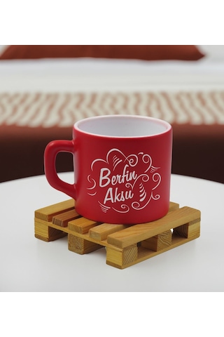 Bk Gift Kişiye Özel İsimli Kırmızı Renkli Middle Çay & Kahve Fincanı-6, Arkadaşa Hediye, Sevgiliye Hediye, Doğum Günü Hediyesi Kobitmeyencom32549 Bk G