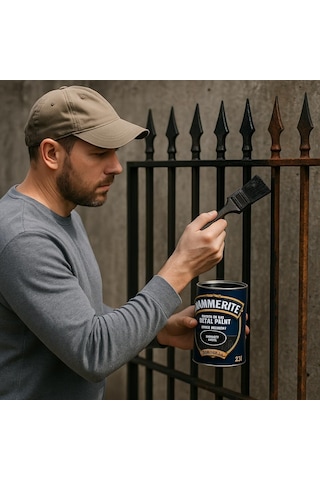 Marshall-hammerite Direkt Pas Üstü Pürüzsüz Metal Boyası Koyu Siyah 0.75 Lt Siyah 0.2 KG