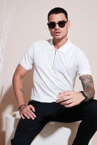 Buratti Pamuklu Regular Fit Fermuarlı Erkek Polo Yaka T Shirt 5902915 Beyaz