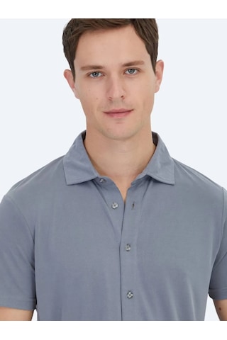 Kip Gri Düz Regular Fit Casual Gömlek Gri