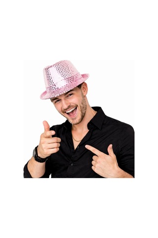 Pembe Payetli Disco Parti Şapkası Yetişkin Işıltılı Fötr Model Diğer