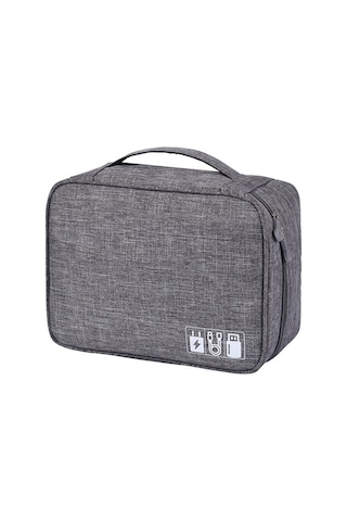Yuntech01 Büyük Boy Gri Dijital Alet Çantası - Katlanabilir Dayanıklı Poliester Malzeme İle Çok Amaçlı Kabloları Ve Elektronik Aletleri Saklama Çantası Gri
