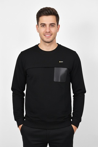 Baglan Erkek Mevsimlik Sıfır Yaka Sweatshirt Bgl-st04864 Siyah