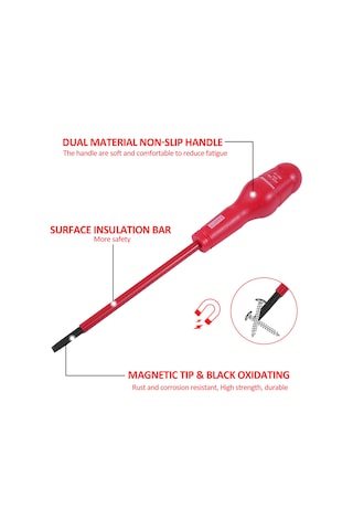 Springsun 11 Parça 1000v Yalıtkan Tornavida Seti - 9 Adet Yalıtkan Tornavida, 1 Adet Elektrik Test Kalemi Ve Saklama Çantası Kırmızı