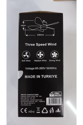 Ledolet Duylu Fanlı Led Lamba Kumandalı Sessiz Tavan Vantilatörü