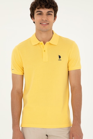 U.S. Polo Assn. Erkek Slim Fit Polo Yaka Sarı Basic Tişört 50279613-VR044