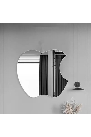 Znv Zenvia Mey İthalat Apple Tasarım Kırılmayan Pleksi Duvar Aynası - 30x30 Cm Modern Dekoratif Ayna Znv2025 Cmn Renkli