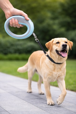 Petesia Yuvarlak Şeritli Otomatik Köpek Gezdirme Tasması 2.5 M 20 Kg Pembe