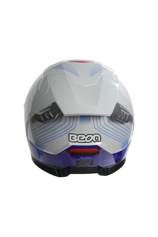 Beon B-507 Full Face FF04 Kapalı Motosiklet Kaskı Beyaz - Mavi - Kırmızı