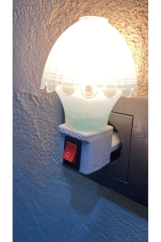 Nostaljik Mantar Tip Gece Lambası Kendinden Fişli Çıt Çıt Anahtarlı 7 Watt Akkor Ampullü Mavi