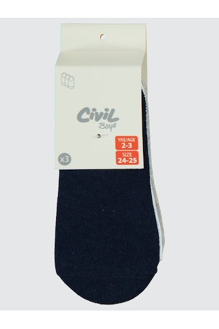Civil Boys Erkek Çocuk 3'lü Babet Çorap 2-12 Yaş Siyah Siyah