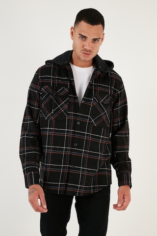 Buratti Ekoseli Regular Fit Çıkarılabilir Kapüşonlu Kışlık Erkek Gömlek Cf24W126985 Siyah