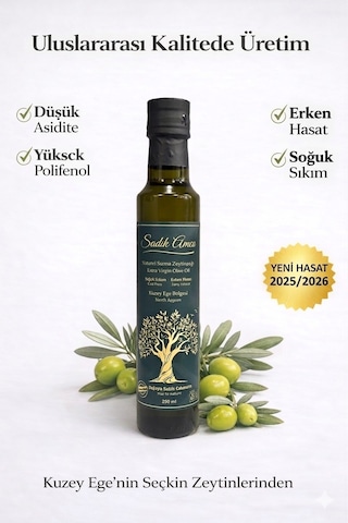 Erken Hasat Soğuk Sıkım Natürel Sızma Zeytinyağı 250 Ml. Cam Şişe