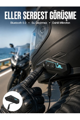 Mey İthalat Kask Kulaklığı Motosiklet Intercom Interkom Dinleme Konuşma Özellikli Su Geçirmez 43329194