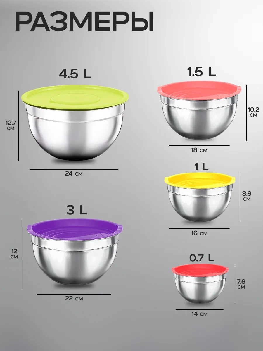 Yaostore Mutfak İçin Kapaklı Ve Rendeli Metal Kaseler 347347362