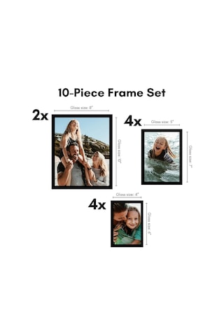 10'lu Paket Siyah Resim Çerçeveleri Kolaj Duvar Dekoru - Galeri Duvar Çerçevesi Seti İki 8x10, Dört 5x7 Ve Dört 4
