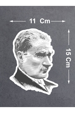 Atatürk Mustafa Kemal Atatürk Sticker - Araba Oto Motosiklet Karavan Laptop Sticker - 00618 15x11 Cm