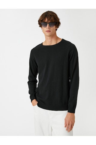 Koton Basic Triko Kazak Bisiklet Yaka Dar Kesim Siyah 3wam70013ht 3WAM70013HT999 Siyah