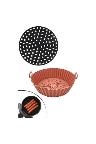 BUFFER® Siyah Silikon 23 cm ve Vizon 20 cm Airfryer Pişirme Matı