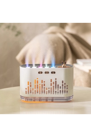 Techbloom Babıqt Nordic White Müzik Senkronizasyonlu Nemlendirici 7 Renk Led Işık Difüzör Otomatik Kapanma Usb İle Çalışan Ahşap