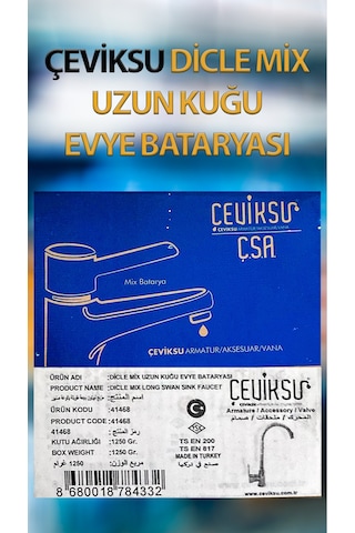 Dicle Mix Uzun Kuğu Model Evye Bataryası Krom