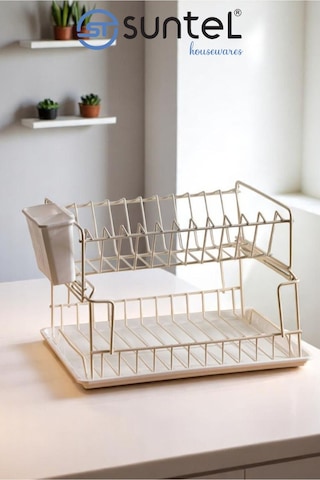 Suntel Suntel Katlanabilir 2 Katlı Tabaklık Bej