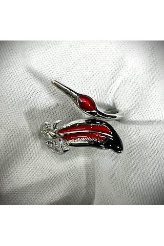 Dükkan Design Siver Style Göldeki Kuğu Ayarlanabilir Yüzük Açık Gri