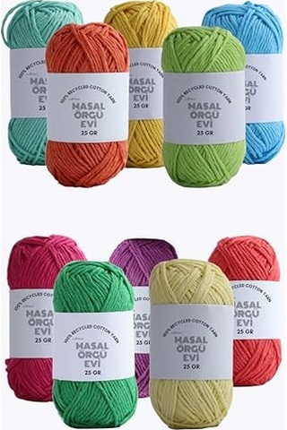 25 Gram Mini Cotton Serisi%100 Pamuk Örgü İpi 10 Renk Punch Ve Amigurumi İpi Canlı