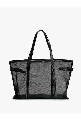 Koton Büyük Metal Tokalı Fileli Tote Çanta Siyah 6sak30011aa