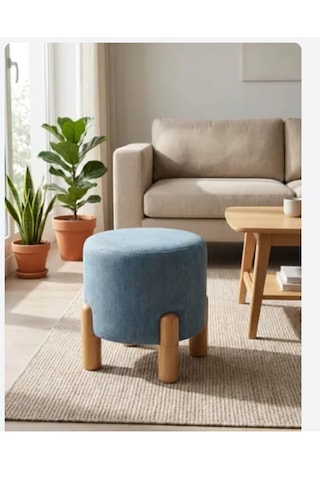 Soft Blue Puf Yuvarlak Puf Açık Mavi