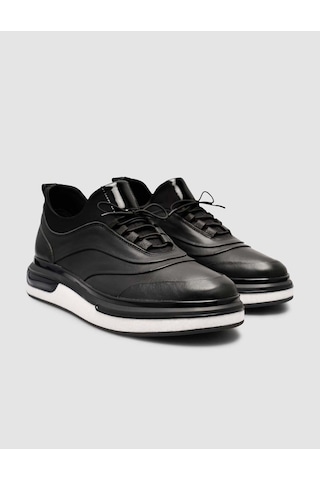 Hakiki Deri Siyah Erkek Günlük Sneaker Siyah