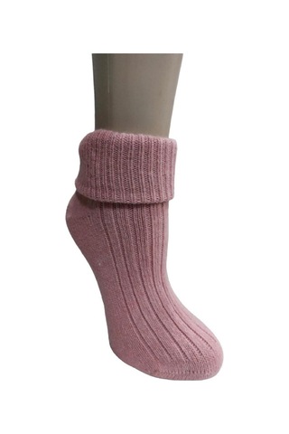 Frt 2'Lİ DİKİŞSİZ YÜN KADIN SOKET ÇORAP-HARDAL-PEMBE Hardal - Pembe