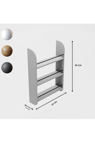 Alpa Ev Mobilya 3 Katlı Duvar Rafı, Çok Amaçlı Ahşap Kitaplık, Mutfak Banyo Montessori Ünitesi Beyaz