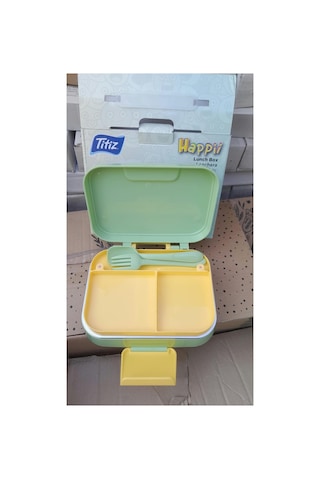 304 Paslanmaz Çelik 2 Katlı 2 Bölmeli 1030ml Happii Beslenme Çantası Temalı Lunch Box Yeşil