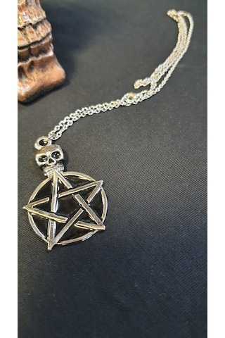 Dükkan Design Siyah Skull Pentagram Kolye Çok Renkli
